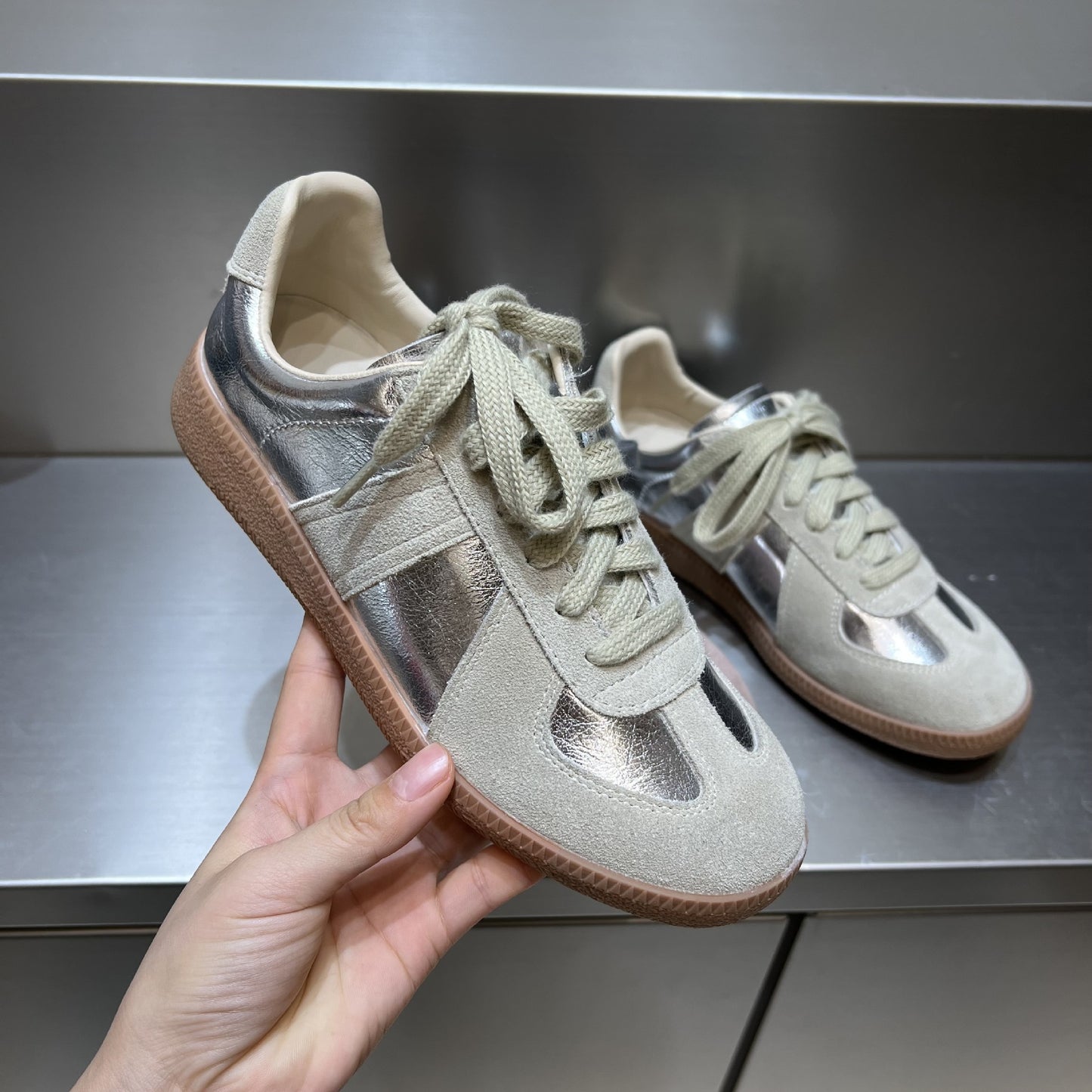 Women's Handmade Sier German Training Sports Flat Sneakers