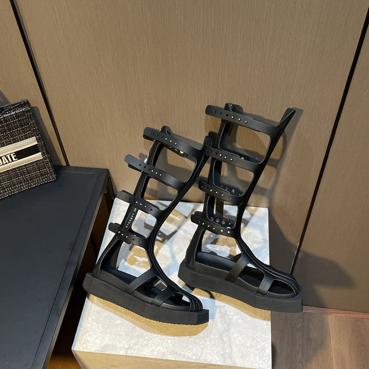 Women's Summer Cowhide Platform High Leg Fashion Sandals