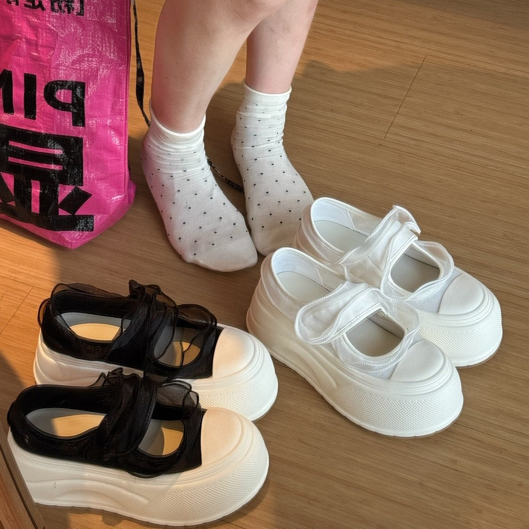 Women's Mary Jane Single-layer Ugly Cute Platform Canvas Shoes