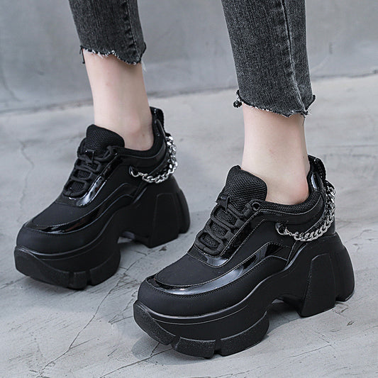 Bottom Chunky Height Increasing Korean Style Street Heels