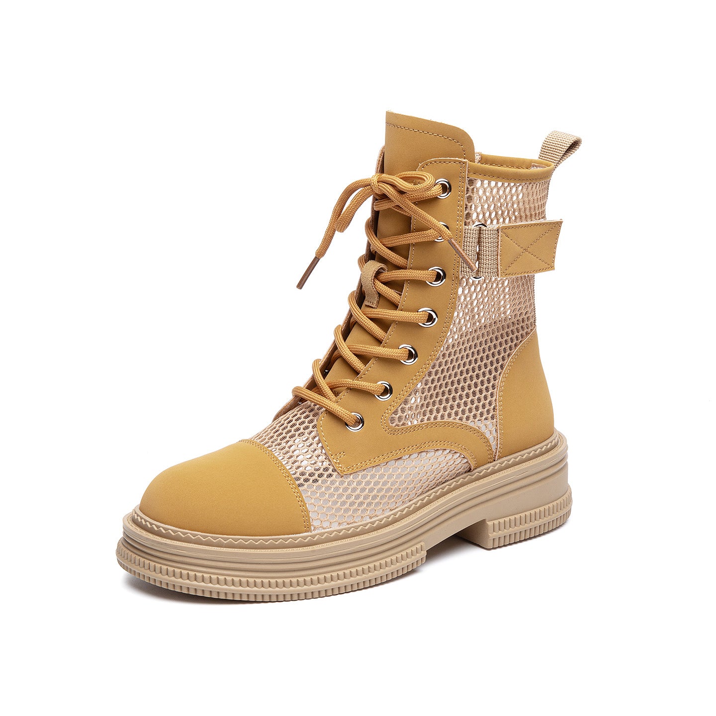 Women's Summer Martin Breathable Thin Thick Bottom Hollow Booties Mesh Women's Leather Boots