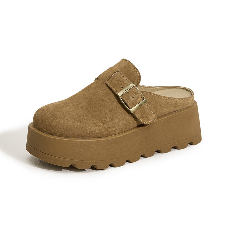 Women's Sole Increased Wild Outer Wear Genuine Slippers