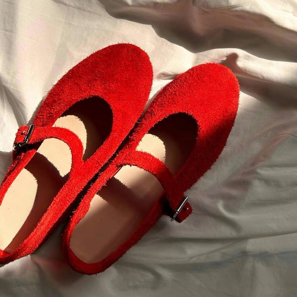 Women's Jane Ballet Flat Bottom Retro Buckle Brushed Feeling Slippers