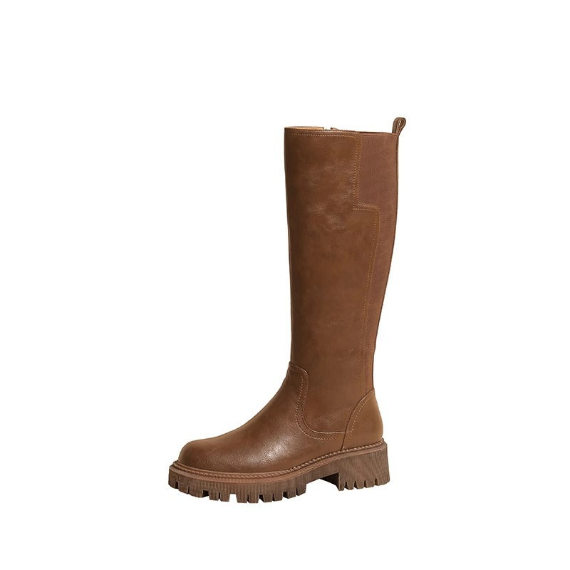 Women's Bootleg Platform Retro British Style Chelsea High Women's Leather Boots