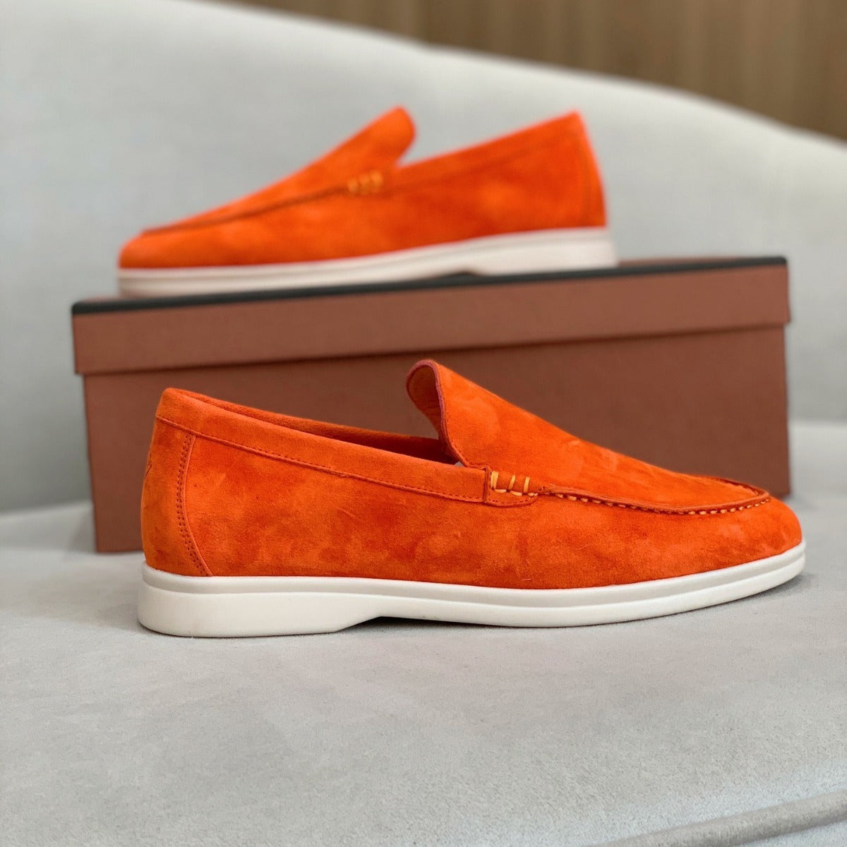 Women's & Men's Beef Tendon Soft Bottom Slip-on Suede Loafers