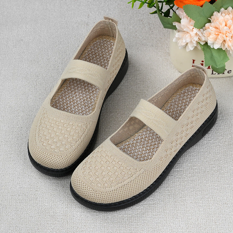 Women's Old Cloth Mesh Low-cut Mother Elastic Casual Shoes