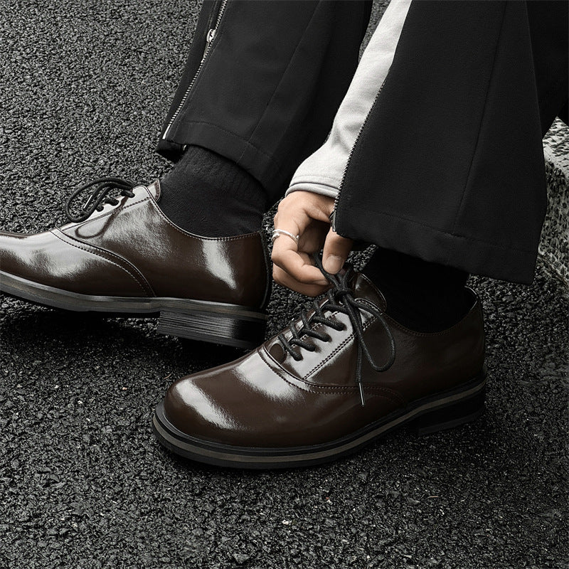 Women's & Men's Springtide Platform For Couple British Business Leather Shoes