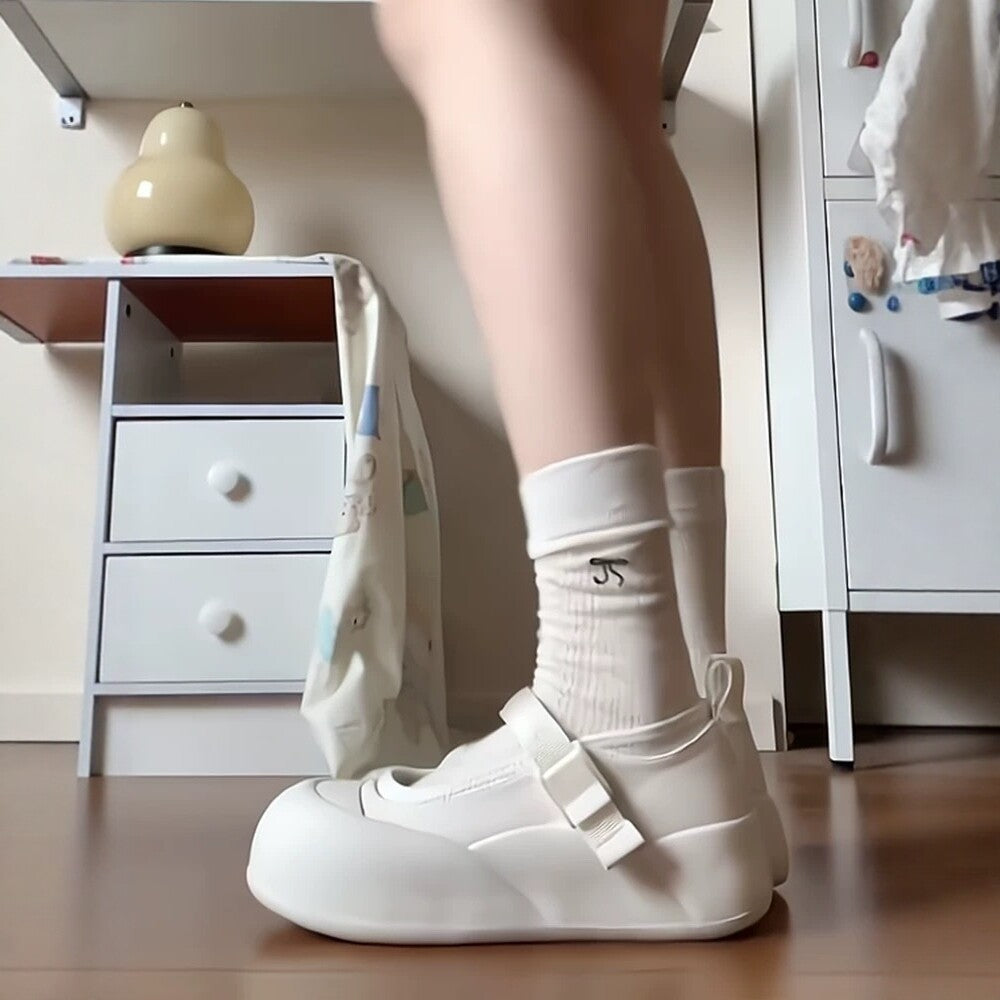 Women's Mary Jane Platform White Round Toe Shallow Mouth Women's Casual Shoes