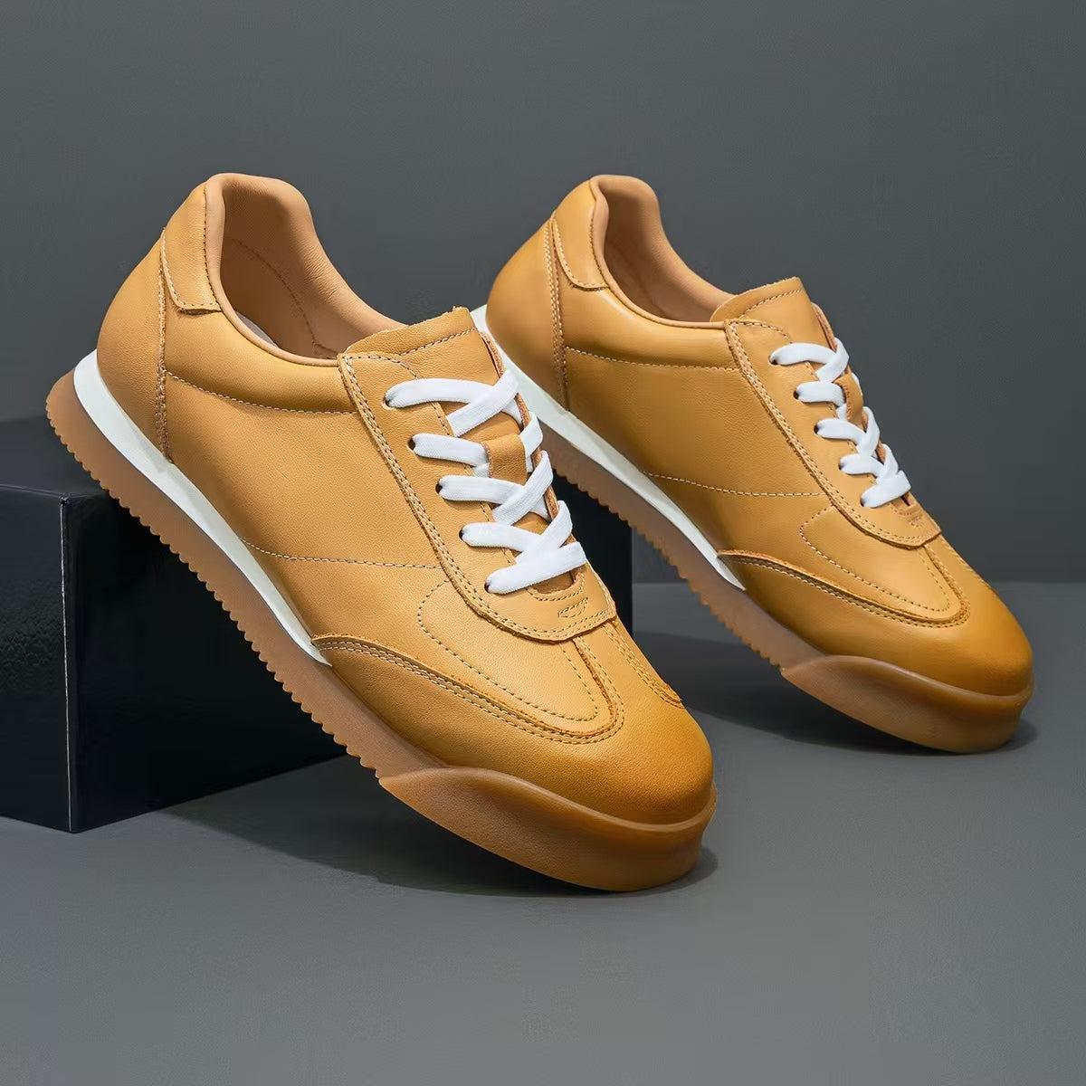 Men's First Layer Cowhide Solid Color Autumn Soft Bottom Men's Casual Shoes