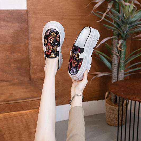 Women's Half Thick Bottom Fashionable Breathable Flat Slippers