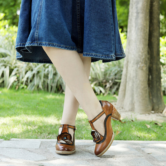 Spring Genuine Hand-rub Color Vintage Mary Women's Shoes