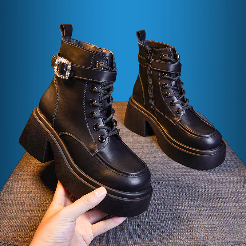 Women's Martin Mid Extra Black British Lace Boots