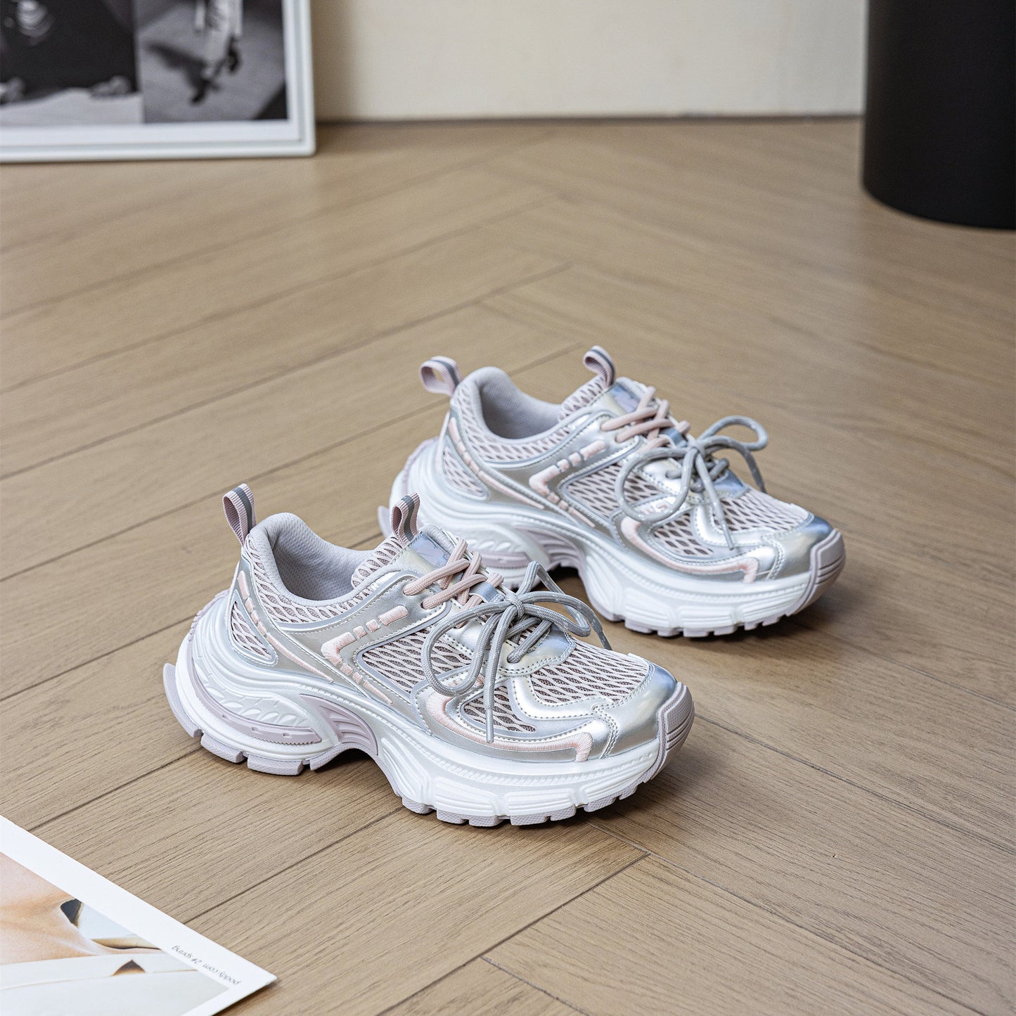 Women's Breathable Mesh Dad Summer Thick Bottom Sneakers