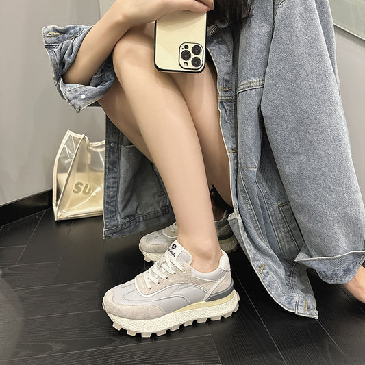 Women's Waffle Summer Retro Easy Matching Small Height Increasing Sports Women's Casual Shoes