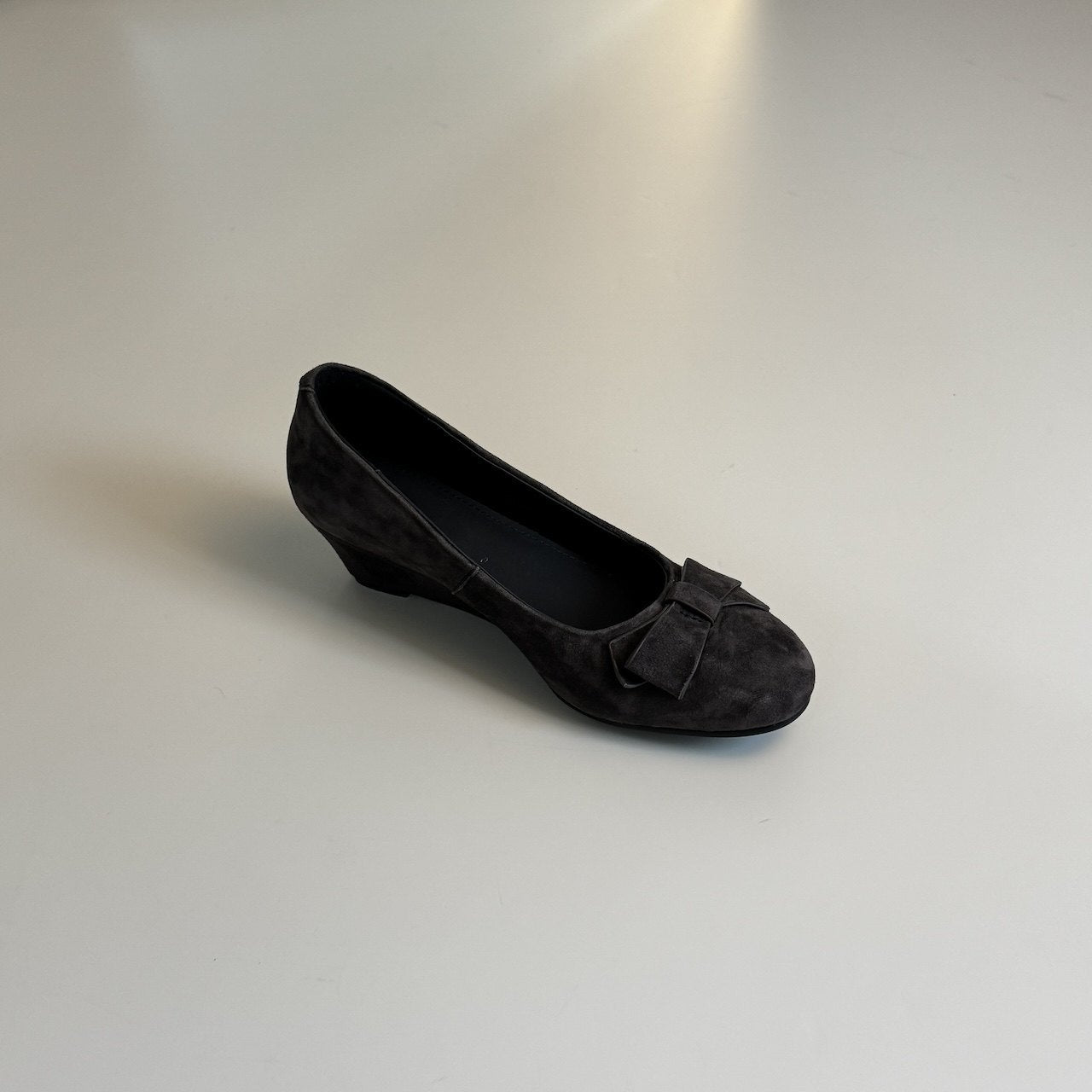 Spring Almond Head Suede Wedge Bow Slip-on Women's Fashion Shoes