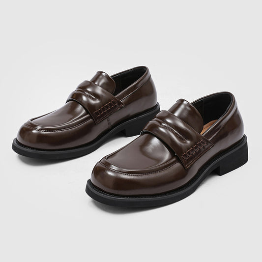 Men's Slip-on Retro Square Toe Derby Black Business Loafers