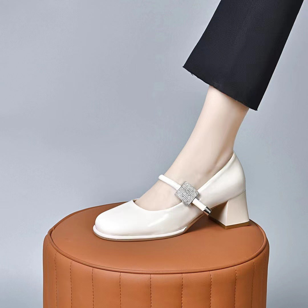 Women's Square Toe Mary Jane Spring Korean High Temperament Wild Fairy Women's Fashion Shoes