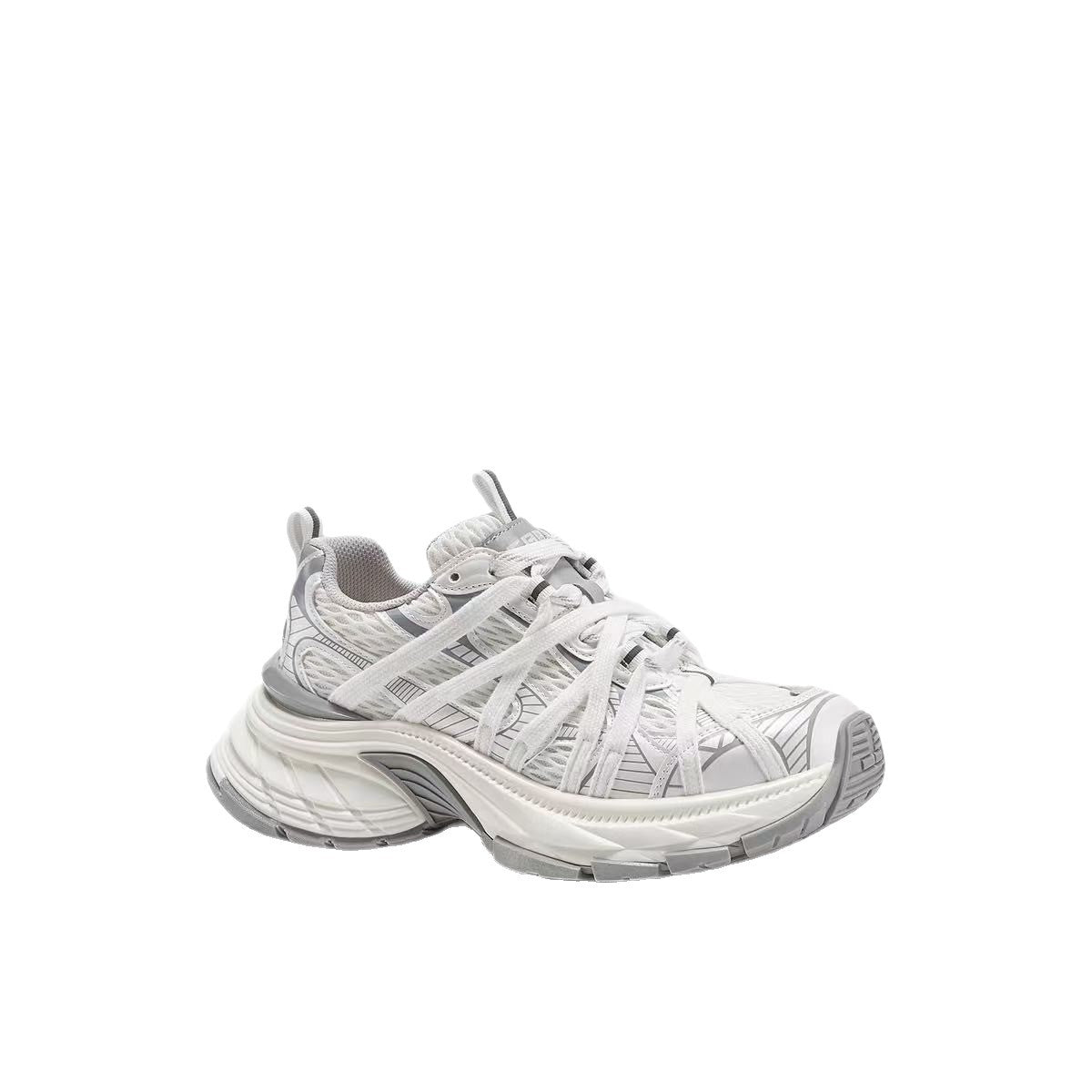 Wind Retro Distressed Binding Dad Gray Autumn Women's Casual Shoes
