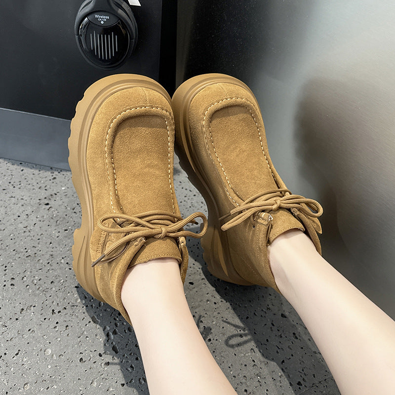 Women's Platform Autumn Genuine Vintage Suede Women's Leather Boots