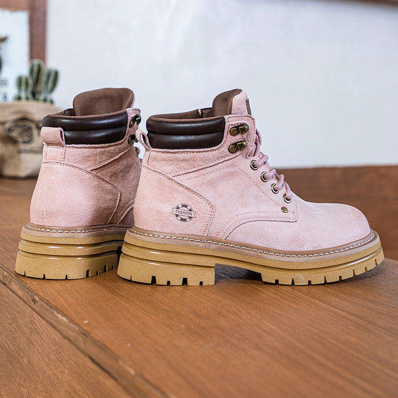 Women's & Men's Retro Pink Martin For Hidden Platform Ankle Boots