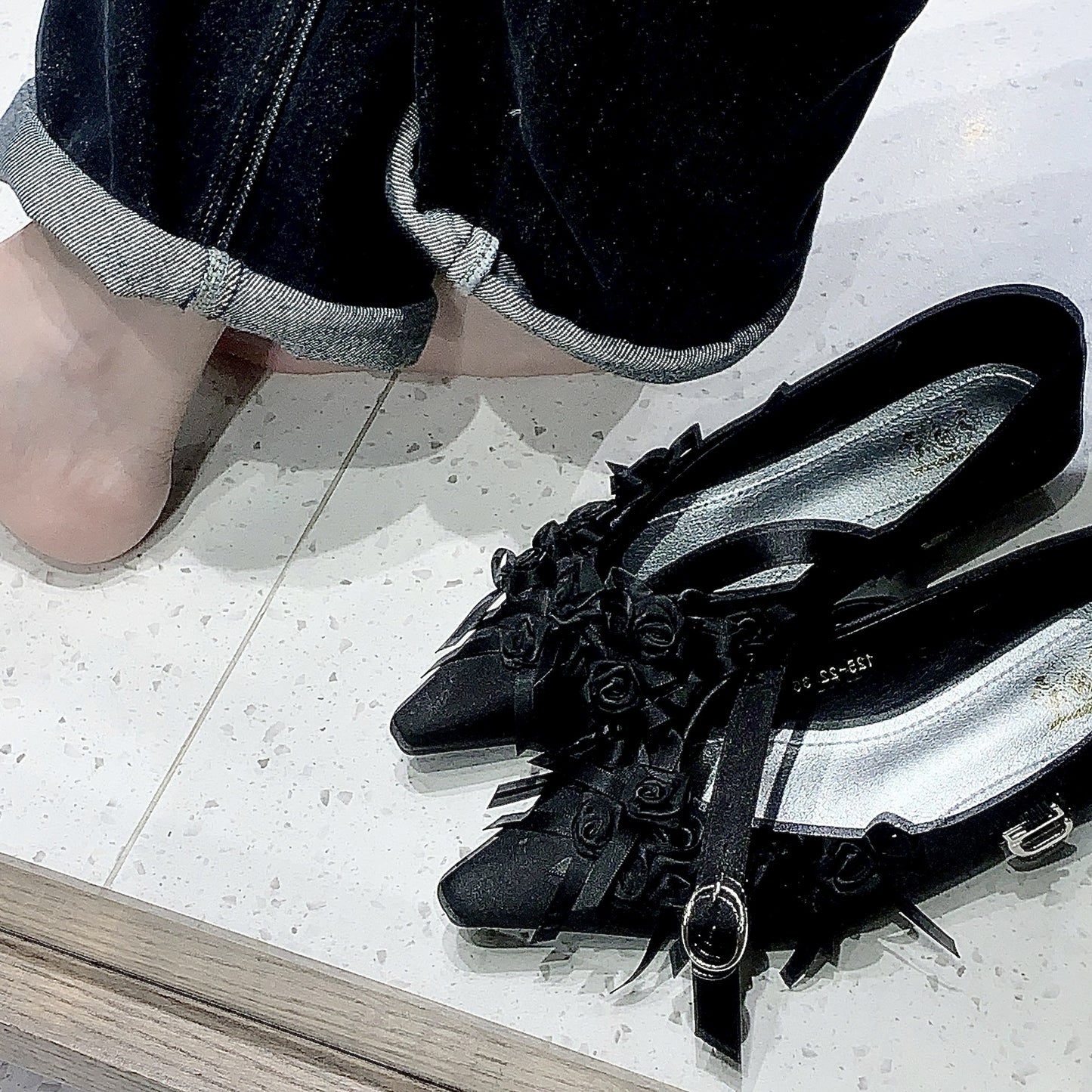 Women's Bowknot Ballet Korean Style Black White Men's Shoes