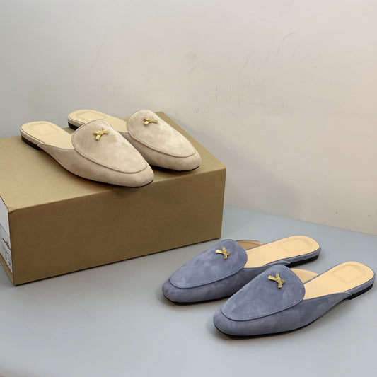 Women's Summer Bowknot Toe Cap Lazy Fashion Flat Slippers