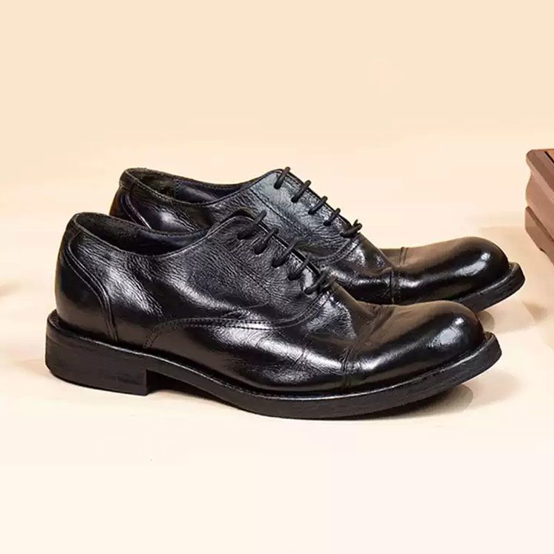 Horse Genuine Sole Washed Old Platform Leather Shoes