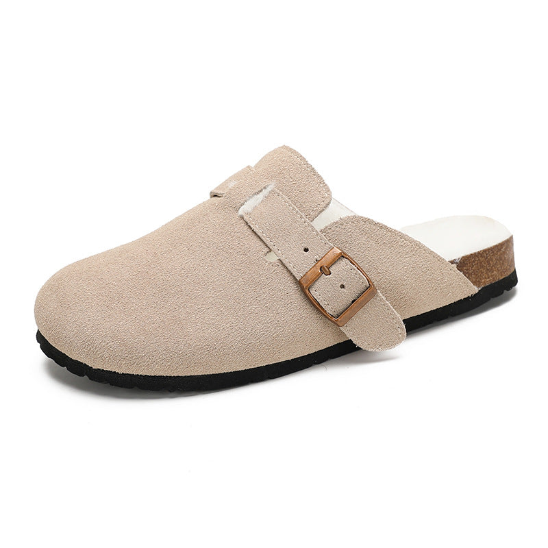 Women's Full Cotton Thick Bottom Fleece-lined Toe Sandals