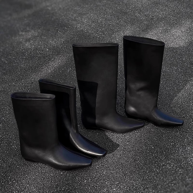 Women's Cowhide Version Korean Simple Square Toe Temperament Low Heels