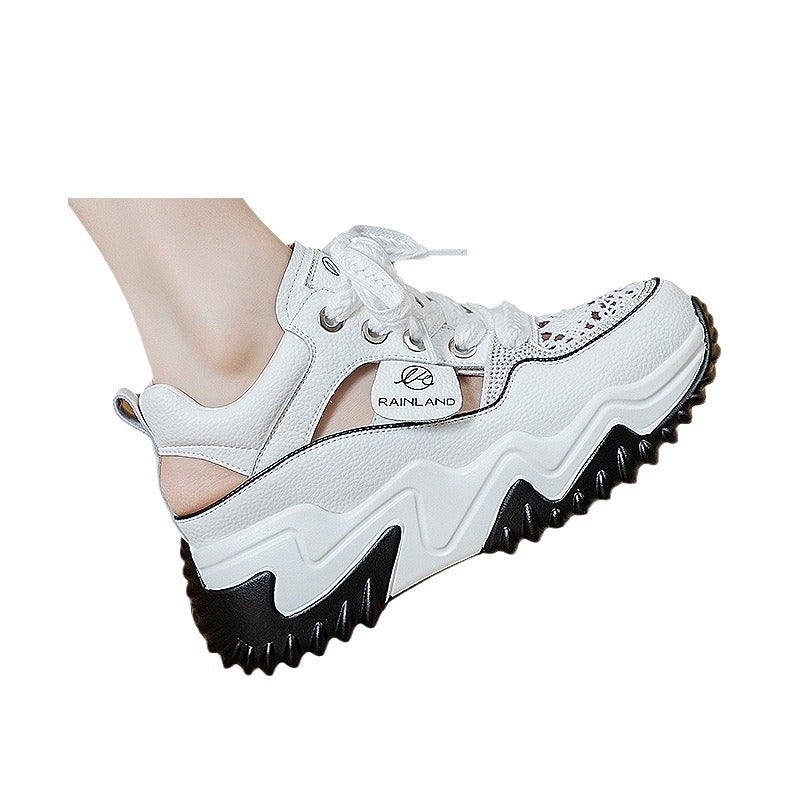 Women's Live Broadcast White Spring Genuine Dad Casual Shoes