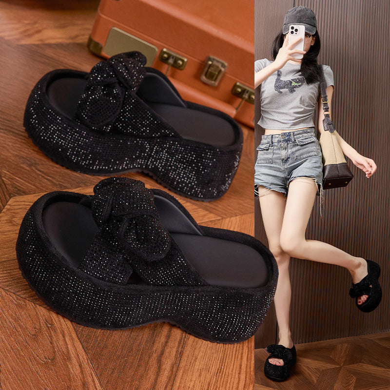 Women's Platform Bow Summer Fashion Elevator Outdoor Slippers