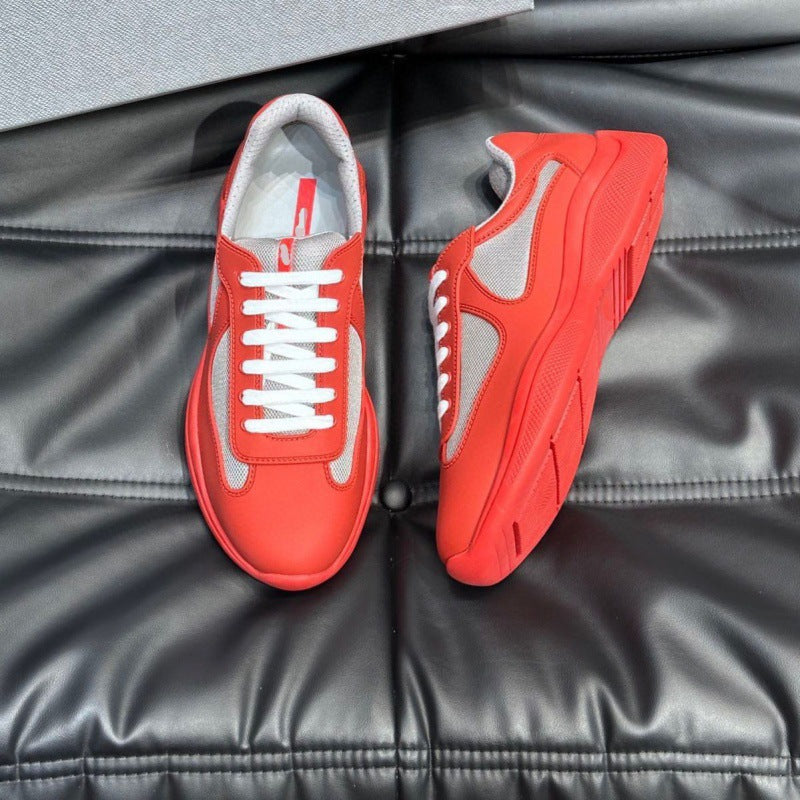 Men's Cowhide Stitching Breathable Lace Loop Cool Men's Board Shoes