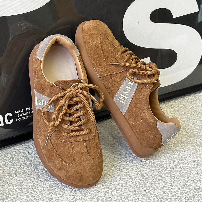 Women's German Training Spring Matte Round Toe Lace Color Casual Shoes