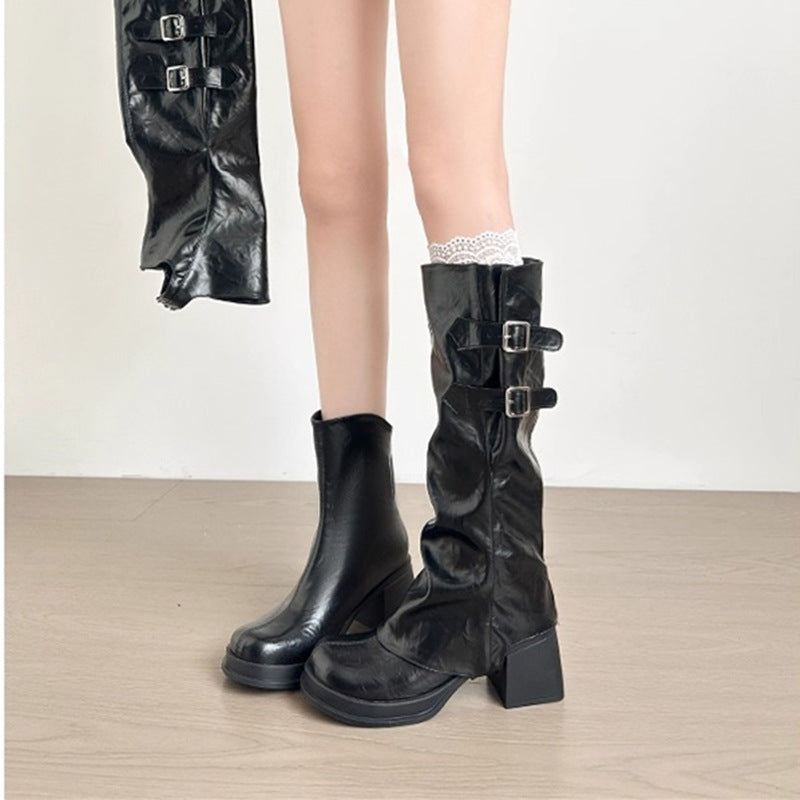 Women's Two-way Hot Style High-heeled Thigh Detachable Tall Knight Slimming Pants Women's Leather Boots