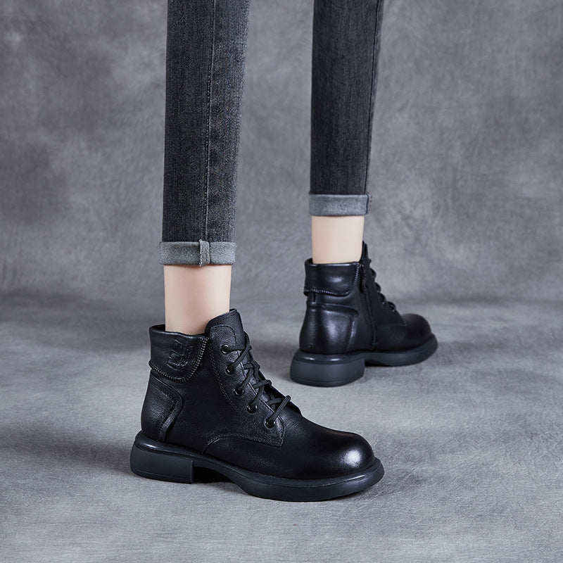 Winter British Style Martin Zip Fashion Short Retro Heels