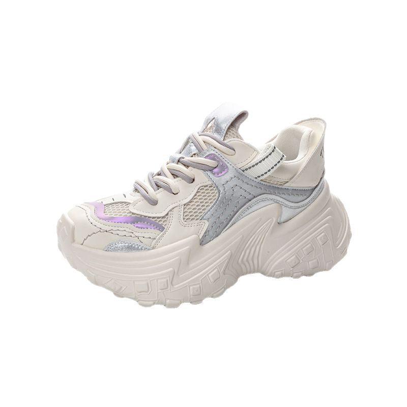 Women's Thick Bottom Heightened Daddy Fashionable Spring Distressed Breathable Women's Sports Shoes