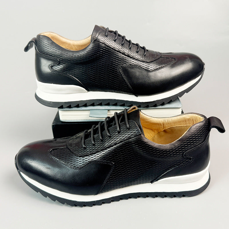 Men's First Layer Cowhide Business British Style Genuine German Training Height Leather Shoes