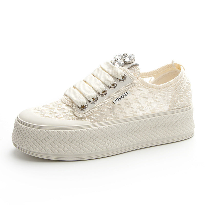 Women's White Summer Mesh Versatile Sports Leisure Sneakers