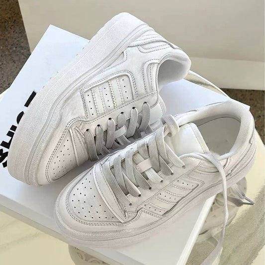Dirty White Thick Bottom Elevator Wild Sports Skate Women's Board Shoes