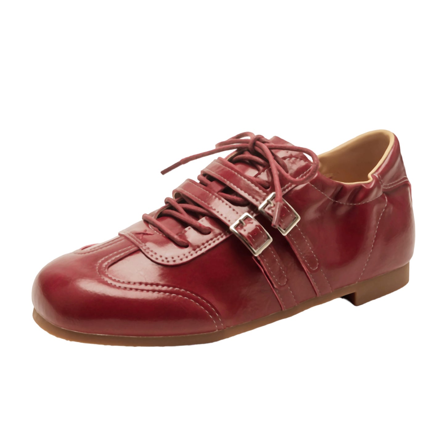 Women's Style Elevator Wild Chunky Square Toe Double Buckle Casual Shoes
