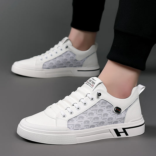 Men's Summer White Business Breathable Board One Sneakers