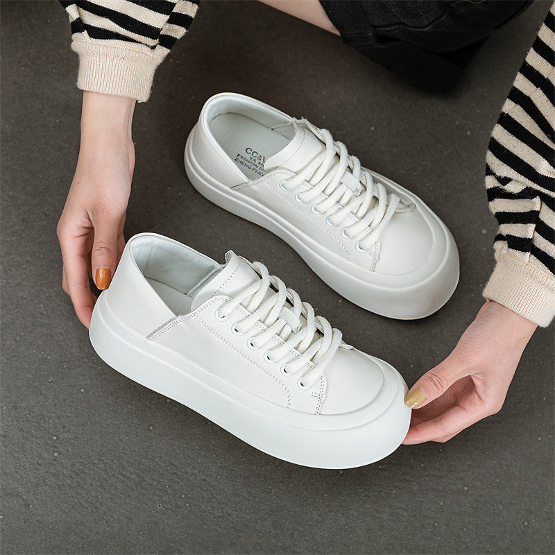 Women's Spring White Genuine Versatile Two-way Thick-soled Casual Shoes