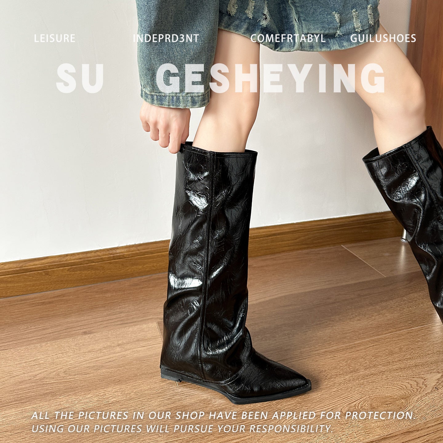 Below The Knee Long Female Hot Khaki Big Tube Women's Leather Boots