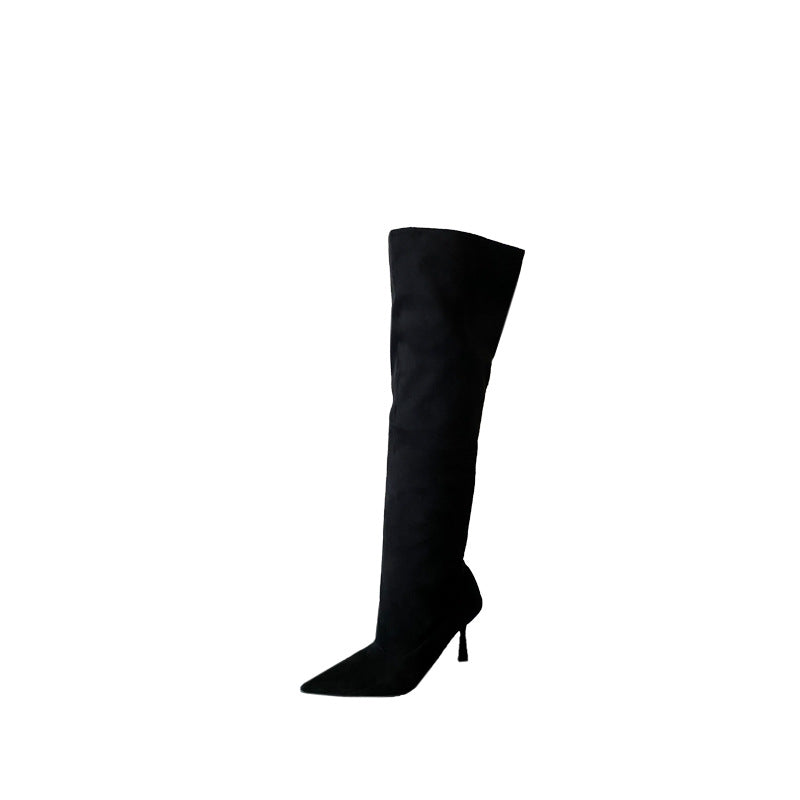 Women's Pointed Toe Stiletto Temperament Slimming French Fashion Women's Leather Boots