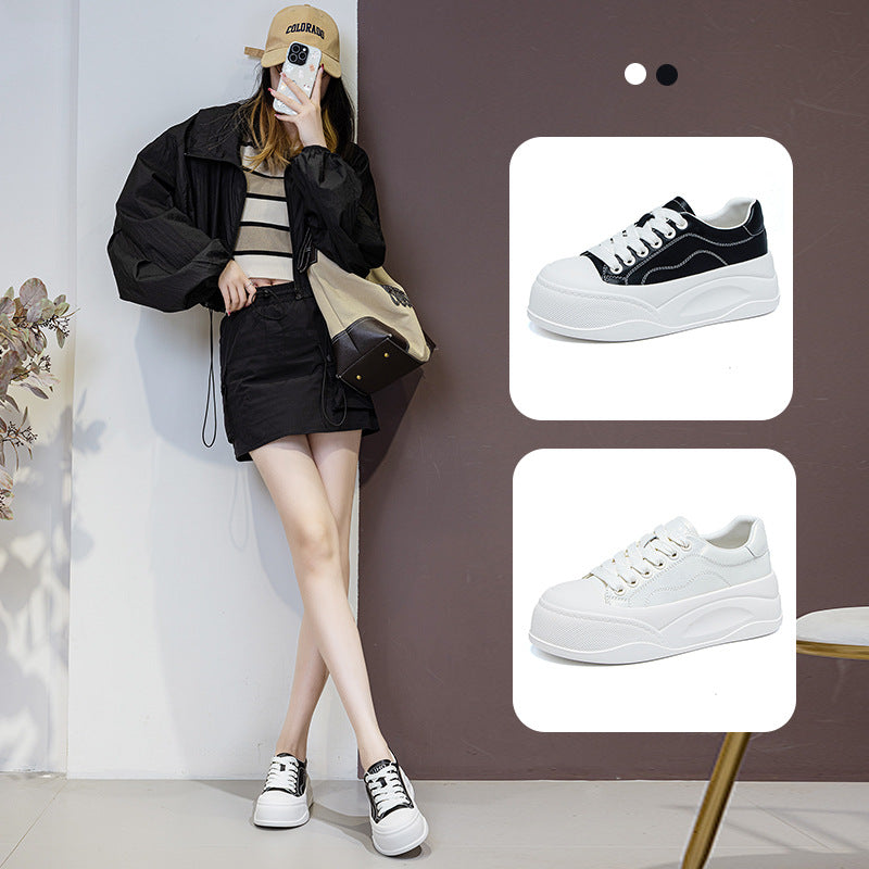 Women's Autumn White Platform Height Increasing Breathable Women's Casual Shoes
