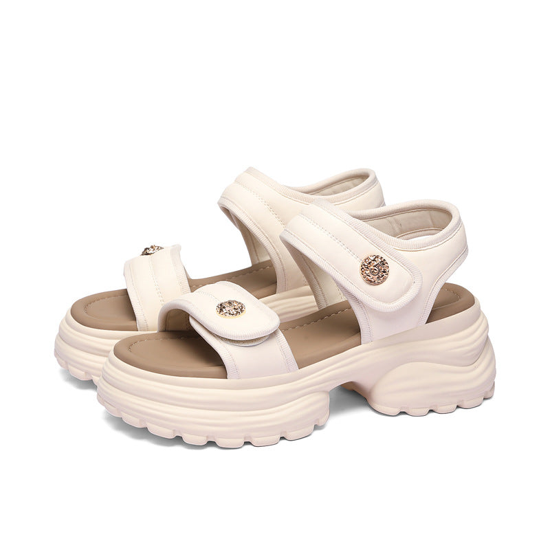 Women's Loose-fitting Thick-soled Summer Fashion Velcro Lightweight Sandals