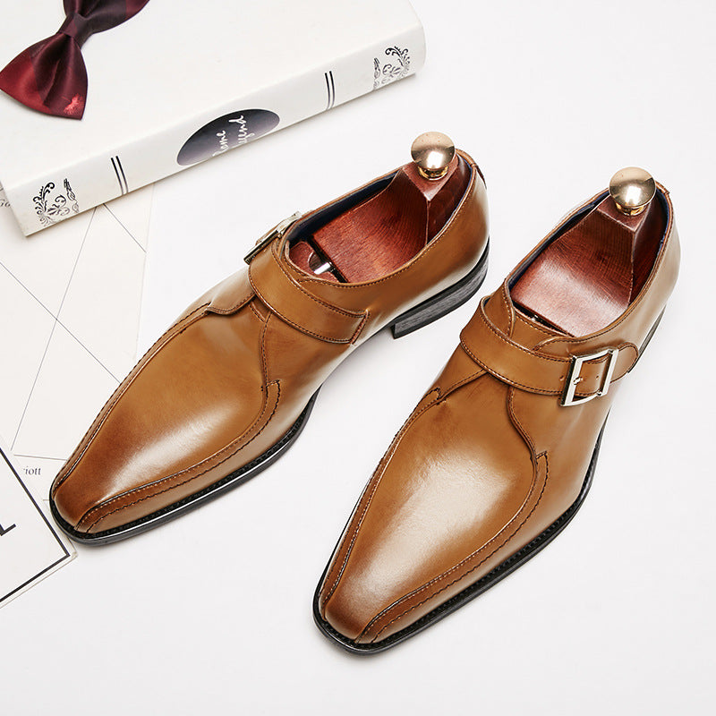 Men's Authentic Formal Wear Buckle Office Wedding Gentleman Men's Business Leather Shoes