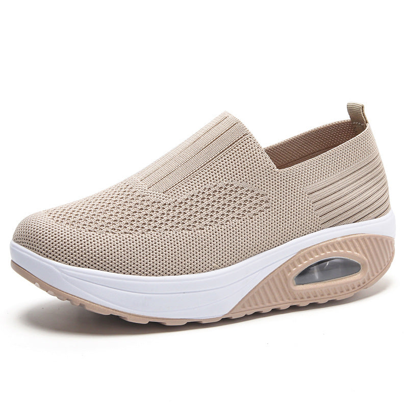 Women's Plus Size Slip-on Platform Air Cushion Mesh Casual Shoes