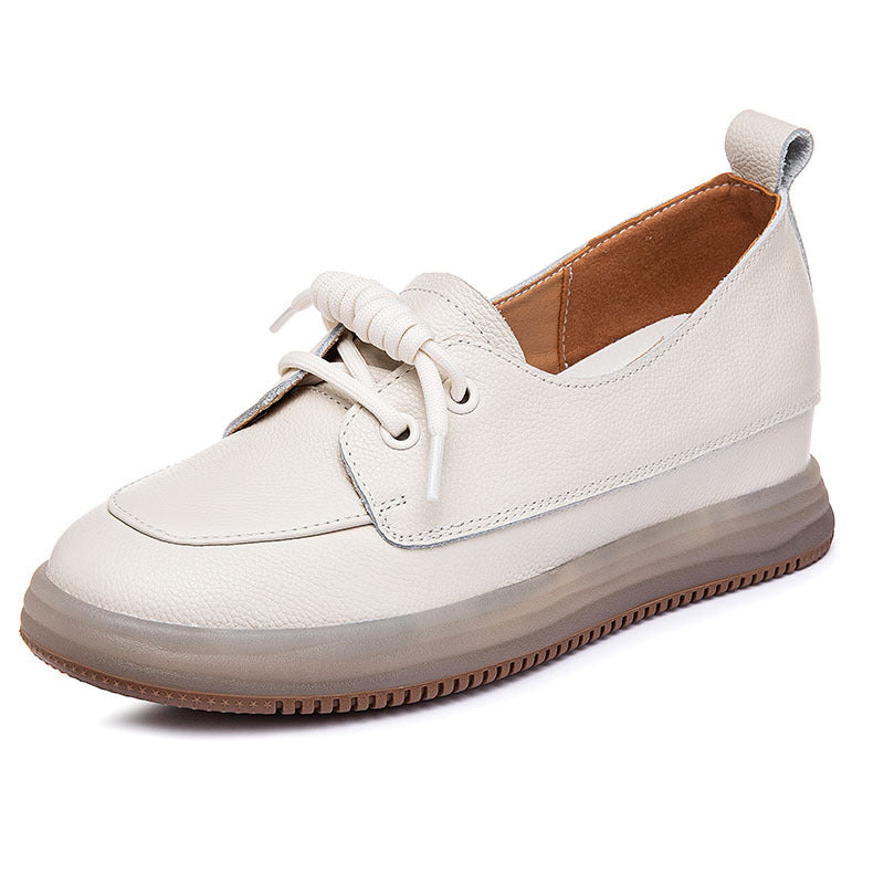 Women's White Genuine Covering Foot First Layer Cowhide Women's Shoes