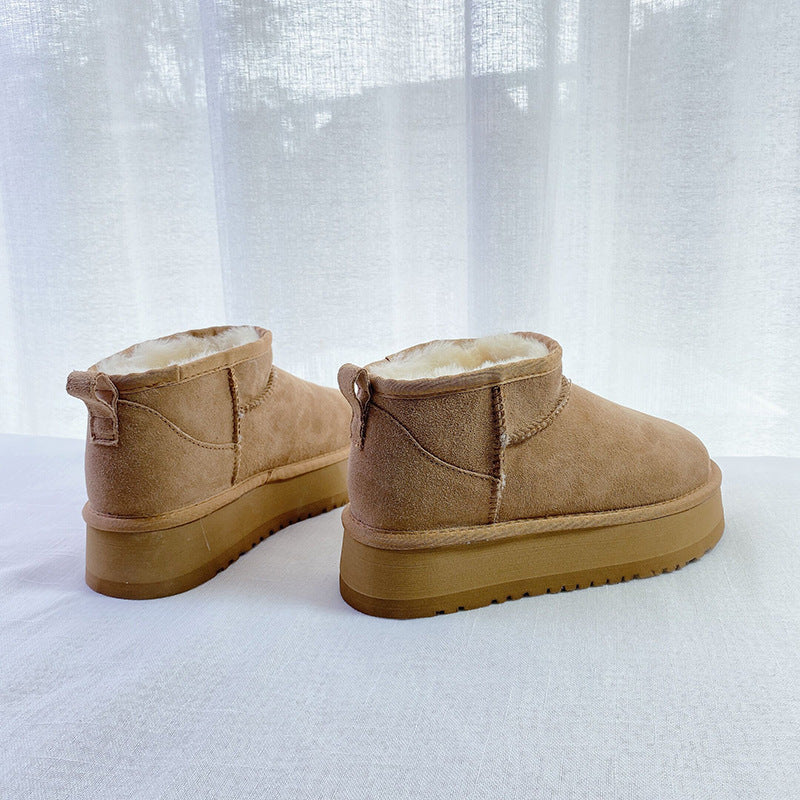 Women's Fur Integrated Muffin Winter Warm Height Snow Boots